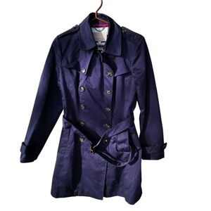 Banana Republic Blue Trench Coat with Belted Waist